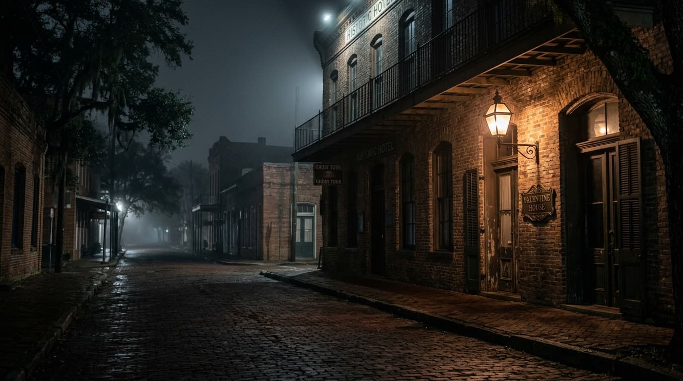 Historic brick streets and structures in Jefferson associated with paranormal stories
